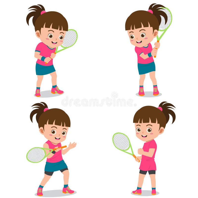 Cute Happy Kids Playing Tennis Stock Illustrations – 331 Cute Happy ...