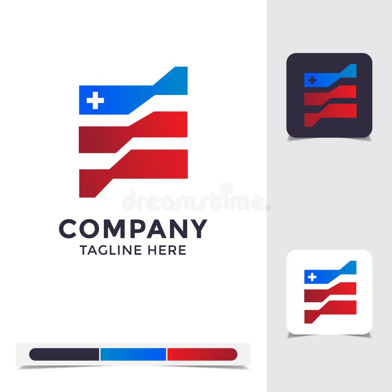 American Medical Flag Logo Design Template Stock Vector Illustration