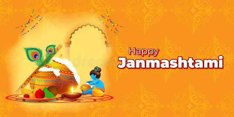 Vector Illustration Concept of Happy Janmashtami. Stock Vector -  Illustration of culture, holy: 208302861