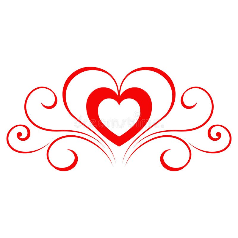 Abstract Heart Shape Outline. Vector Illustration. Red Heart Icon