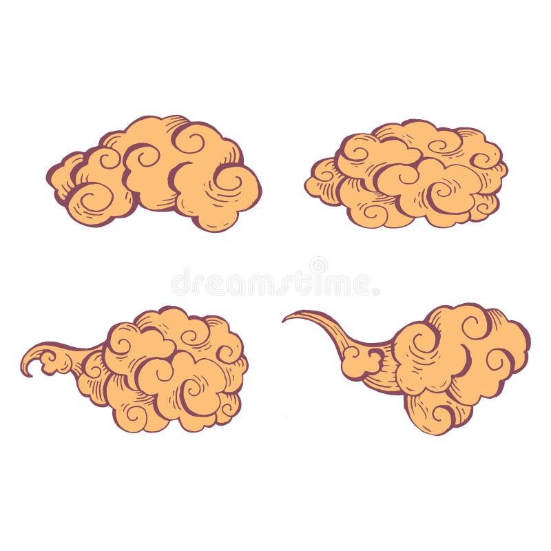 Chinese cloud style on white background, Chinese cloud traditional. vector illustration