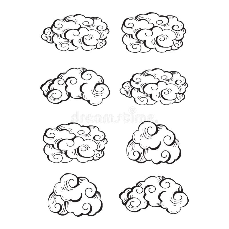 Chinese Cloud style vector illustration. Vector set of Chinese Cloud stock illustration.