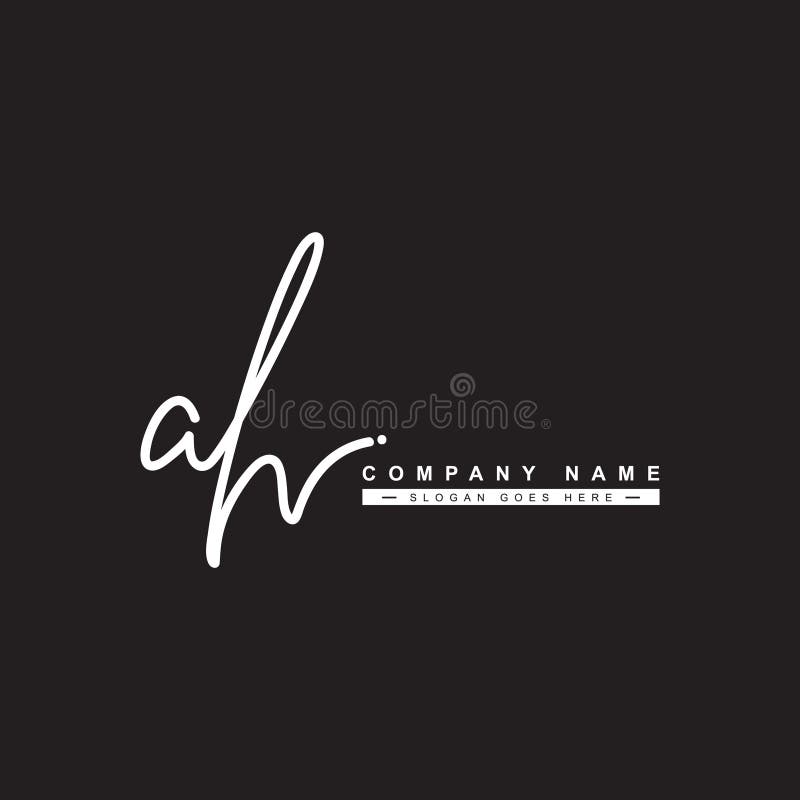 AH Initial Letter Signature Logo - Handwritten Vector stock illustration