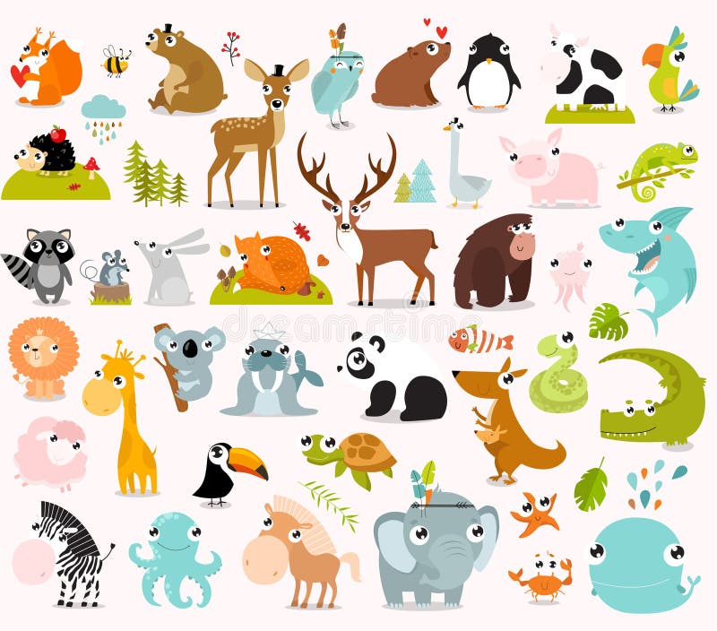 Print. Big vector set of animals.