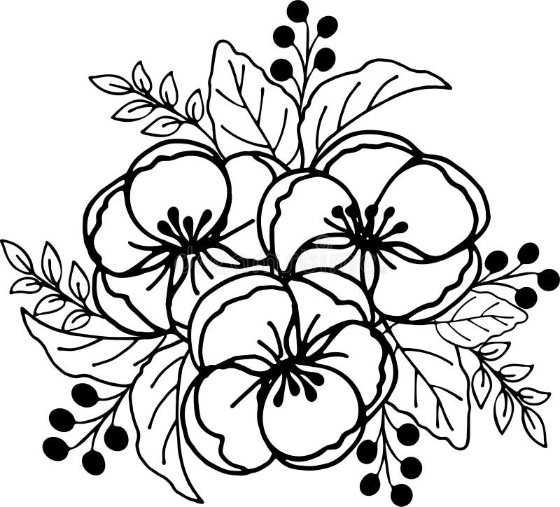 clipart spring flowers black and white drawings