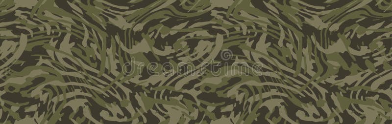 Camouflage seamless pattern. Camo background, curved wavy stripped.  Military print for design, wallpaper, textile. Vector i