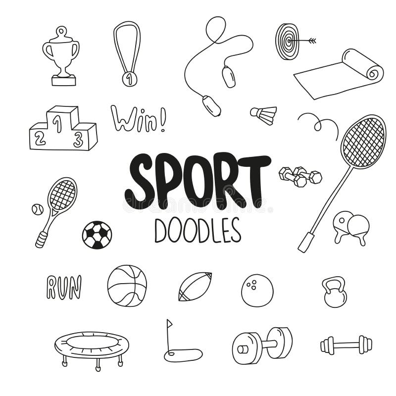 Set of Doodles about Sports Stock Vector Illustration of football