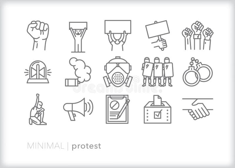 Protest Icons for Raising Voices Against Injustice Stock Vector