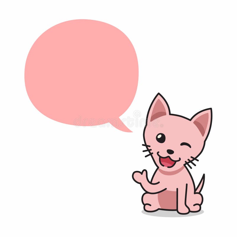 Cartoon Character Happy Sphynx Cat with Speech Bubble Stock Vector