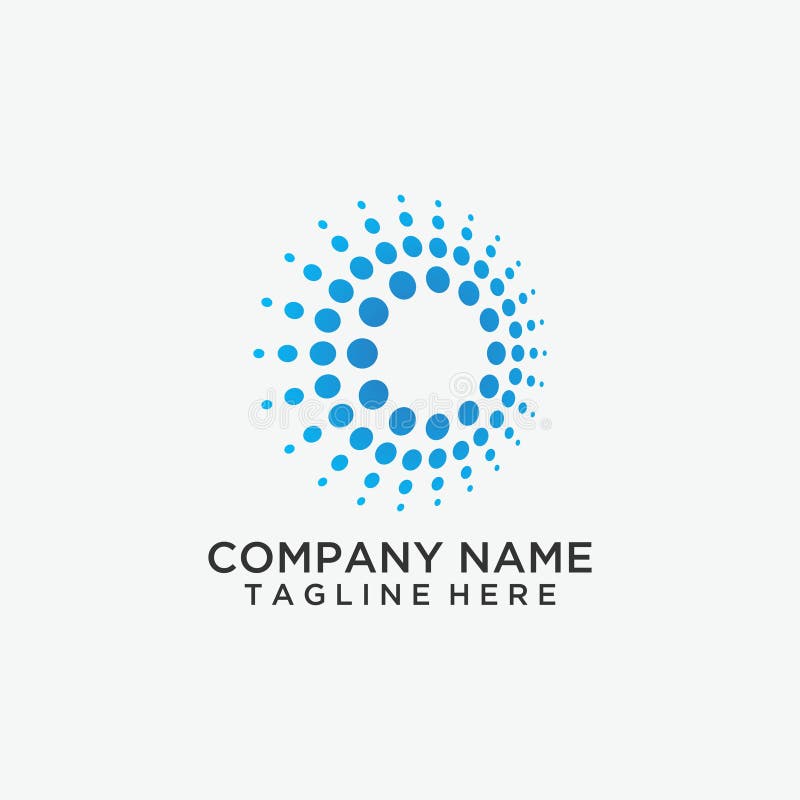 Round shine logo design. dot technology logo vector template stock illustration