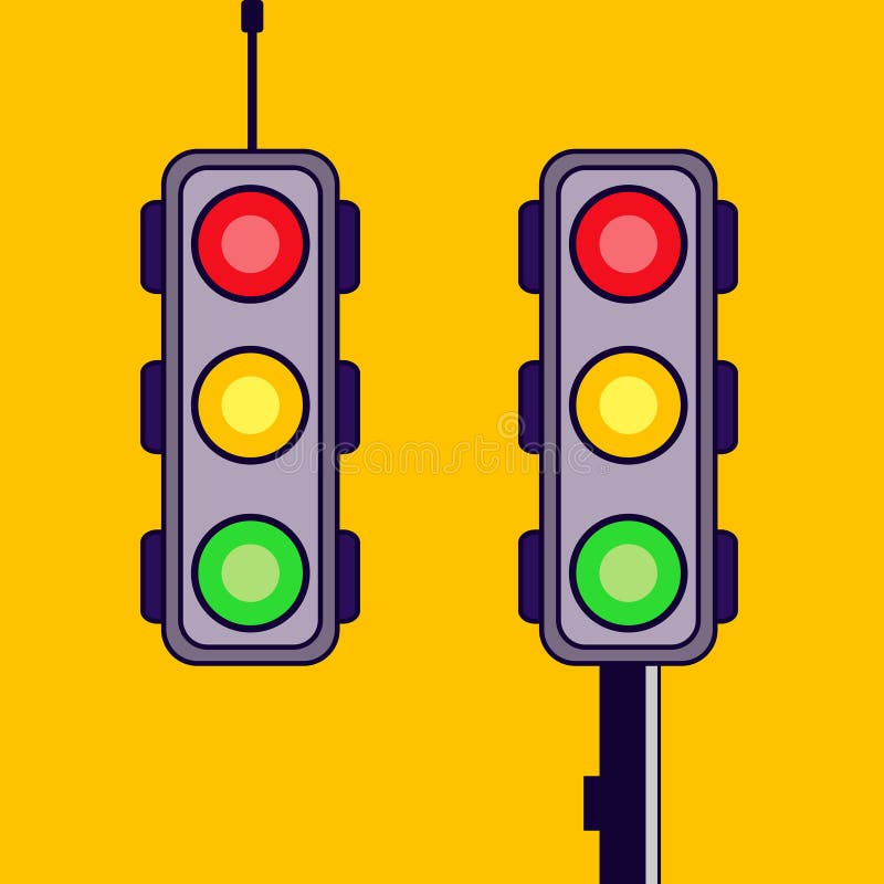 Signal traffic light on road, stoplight. Direction, control royalty free illustration