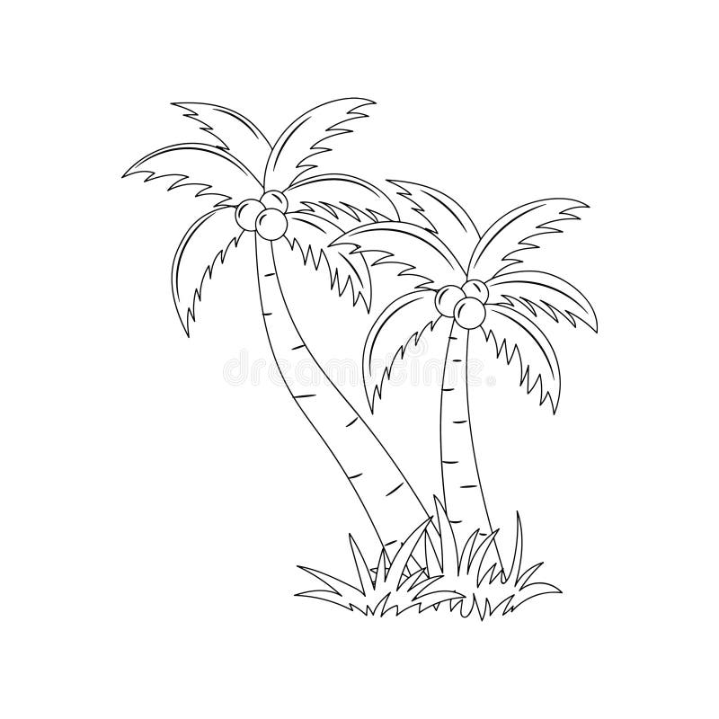Coconut Tree Clipart Black And White