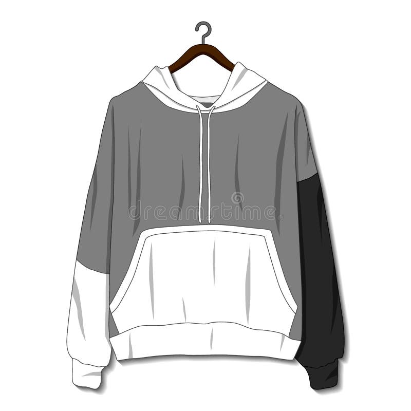 Illustration of Hoodie jacket isolated on white background. Mockup template