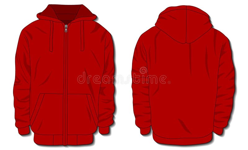 Illustration of Hoodie jacket with zipper. Mockup template