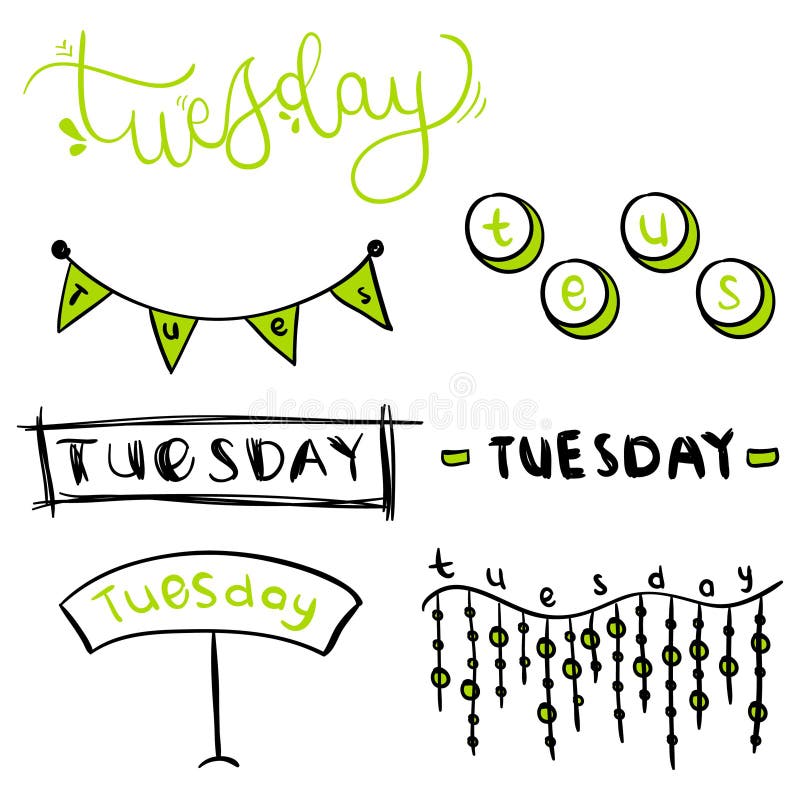 Tuesday` Lettering. Modern Hand-written Text. Sticker for Planner. Bright ` Tuesday` Text. Days of Week Stock Vector - Illustration of handwritten,  lettering: 244669238