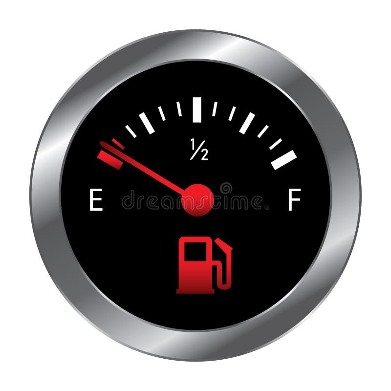 Empty Fuel Warning Light in Car Dashboard. Fuel Pump Icon Stock Image