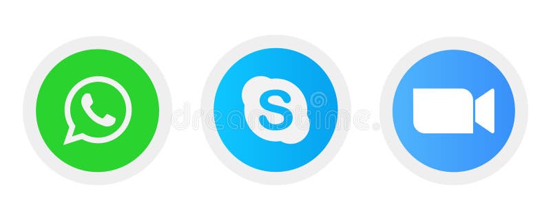 Whatsapp Skype Zoom Icon Collection Editorial Stock Image - Illustration of distancing, lesson: 219352724