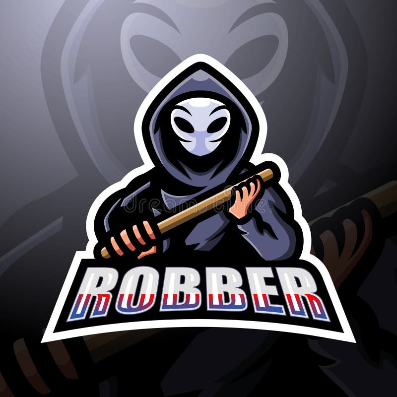 Robber mascot esport logo design stock illustration