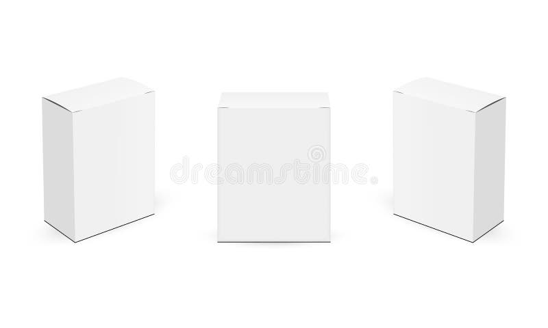 Set of Paper Rectangular Boxes Mockups Isolated on White Background ...