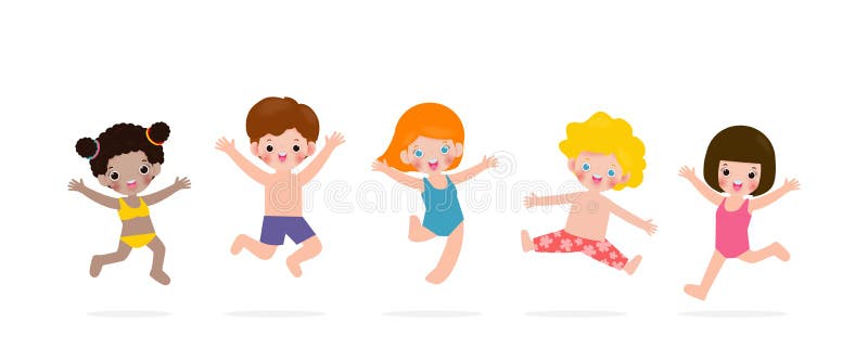 Children Kids Clipart-kids enjoying summer fun at the beach clipart