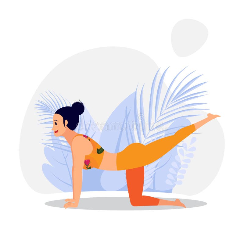 Young lady practicing bridge yoga asana on international yoga day vector illustration