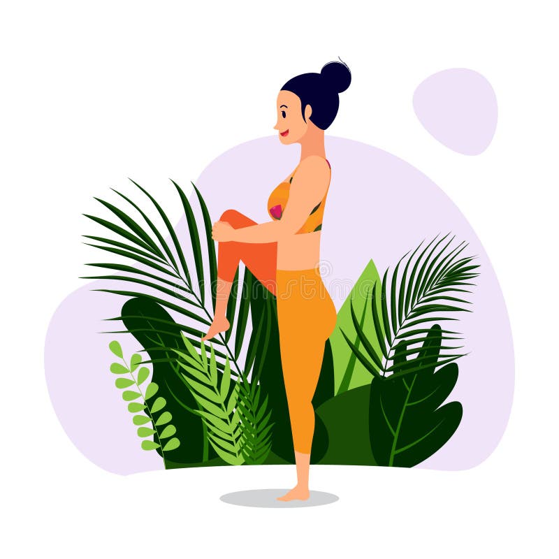Young lady practicing yoga asana vector illustration