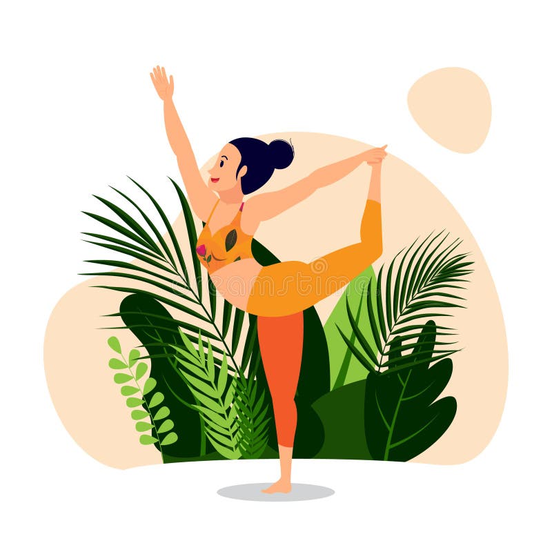 King dancer pose Nataraj asana, standing balance yoga poses royalty free illustration