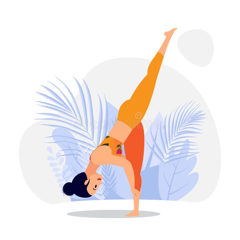 Standing split padmasana, standing balance yoga poses vector illustration