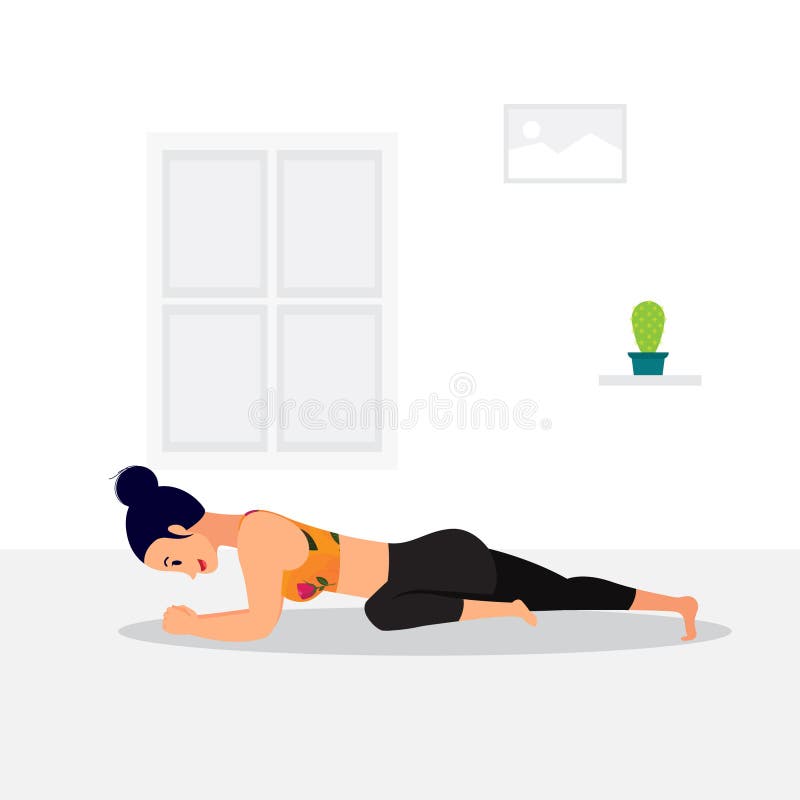 Young woman practicing yoga asana at home on international yoga day royalty free illustration