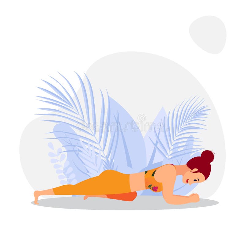 Young woman practicing yoga asana at home on international yoga day royalty free illustration