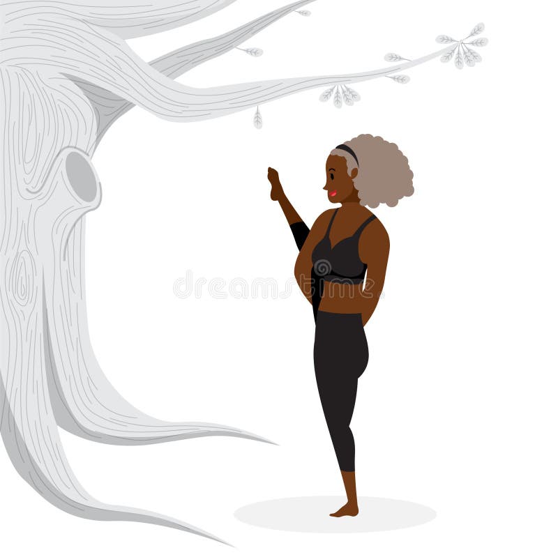 Young girl practicing standing yoga poses, one leg standing yoga poses royalty free illustration
