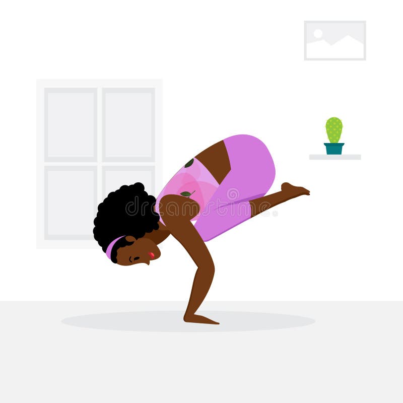Young girl practicing crow pose yoga asana royalty free illustration