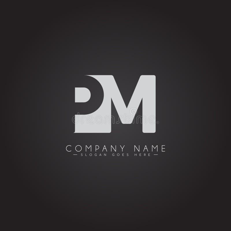 PM company linked letter logo blue Stock Vector