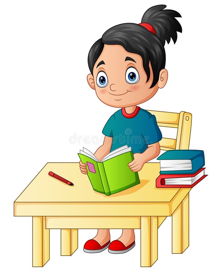 Cartoon a Girl Studying on the Desk Stock Vector - Illustration of female, pupil: 222015712 Cartoon a Girl Studying on the Desk Stock Vector - Illustration of female, pupil: 222015712