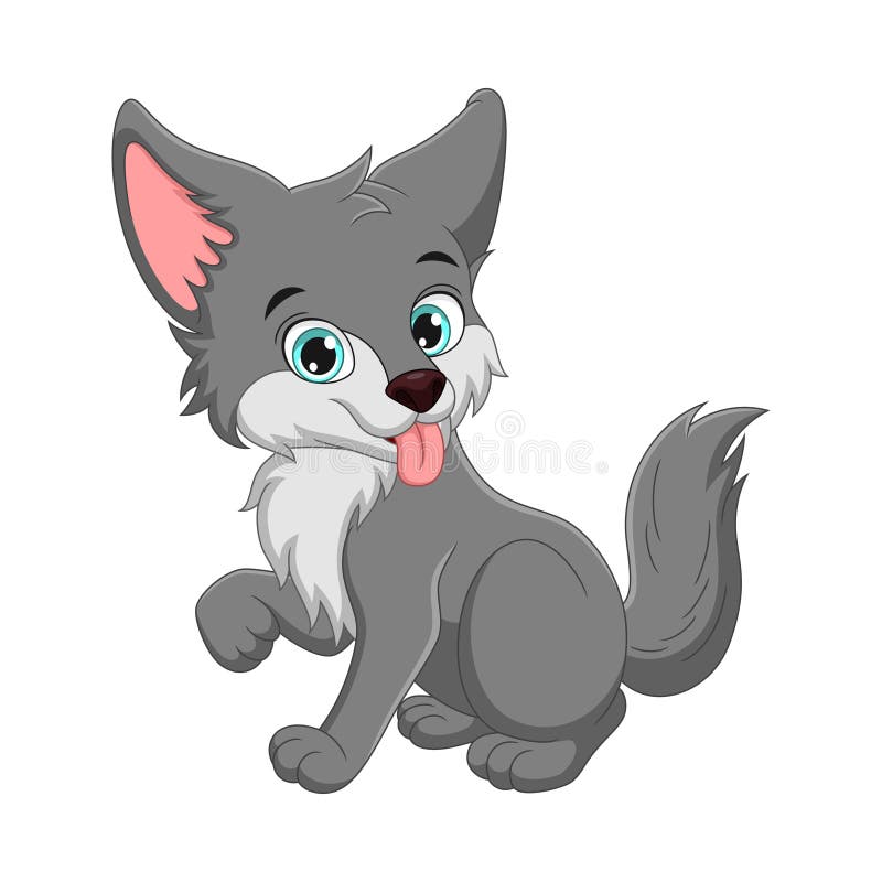 Cute Wolf Cartoon Showing Tongue Stock Vector - Illustration of child,  black: 222717777
