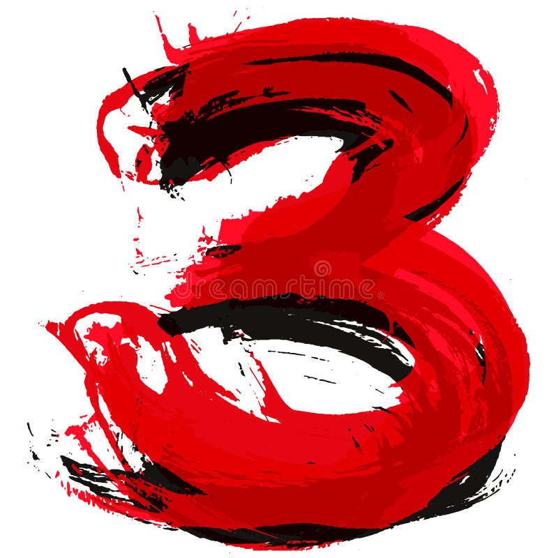 Paintbrush Number.Vector Brush Paint Lettering. Stock Illustration