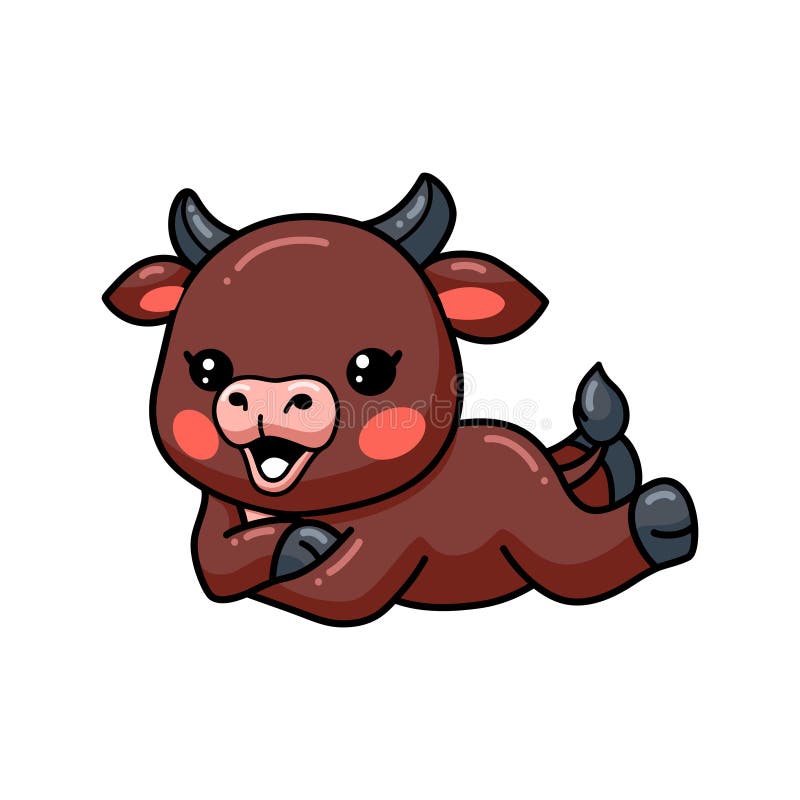 Cute Baby Bull Cartoon Laying Down Stock Vector - Illustration of buffalo,  happy: 224183905