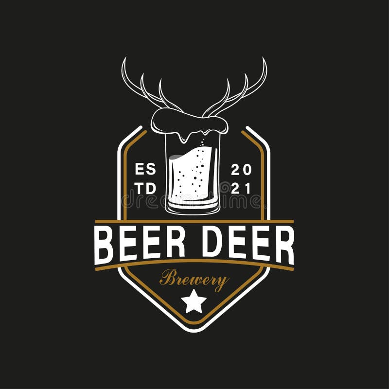 Vintage Retro Style for Beer Deer House or Brewery Logo. with Beer
