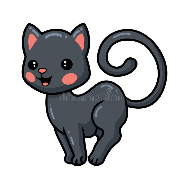 Cute Black Little Cat Cartoon Presenting Stock Vector Illustration of