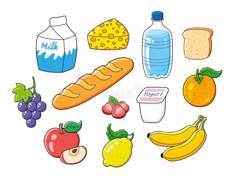 Natural Healthy Breakfast Vegetarian Food Set Isolated Stock Vector