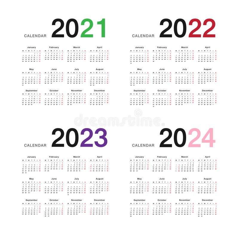 Year 2021 And Year 2022 And Year 2023 Calendar Vector Design Template, Simple And Clean Design. Calendar For 2022 And 2023 On Whit Stock Vector - Illustration Of Clean, Monthly: 200438076