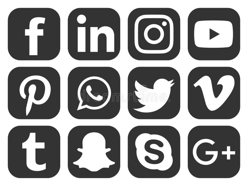 Social Media Logo Icon Set Vector. Facebook YouTube Viber Skype Google ...