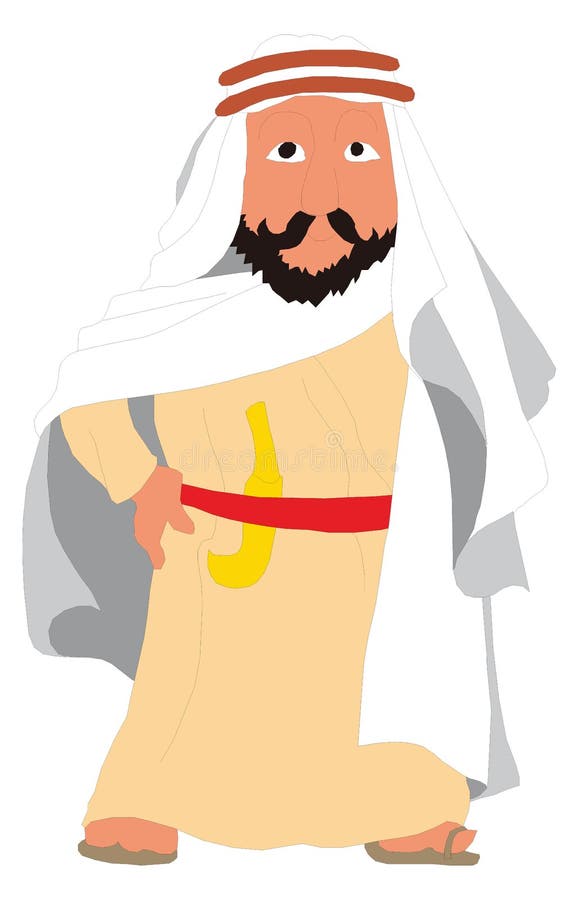 arab man character traditional clothing vector illustration transparent background