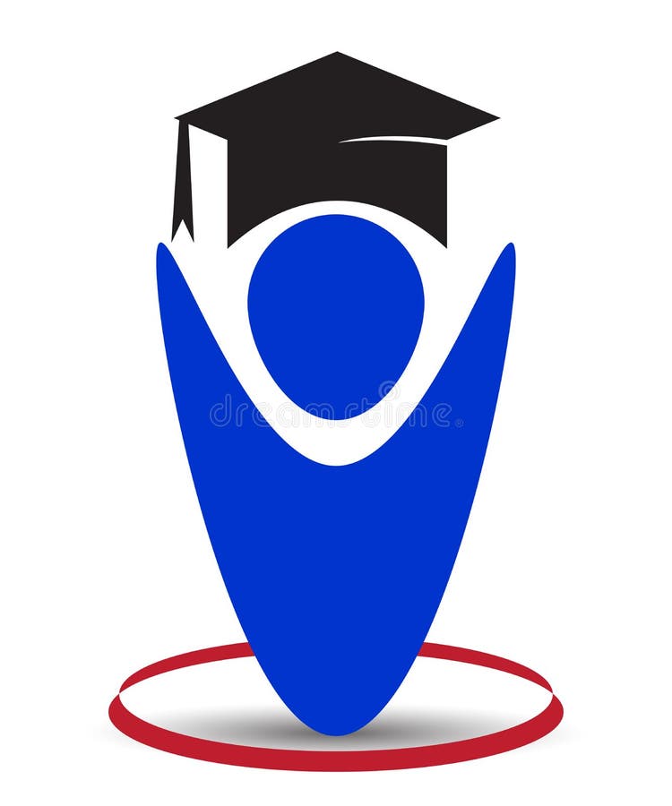 Higher education success school collage logo. graduate hat active teen, kid university icon vector on white background. royalty free illustration