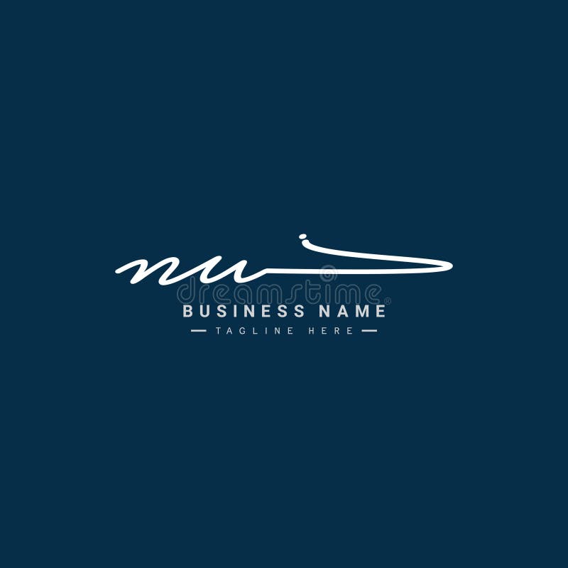 Initial Letter NU Logo - Handwritten Signature Logo for Alphabet N and ...