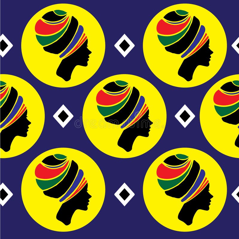 Unique African AMerican Woman Seamless Pattern Stock Vector