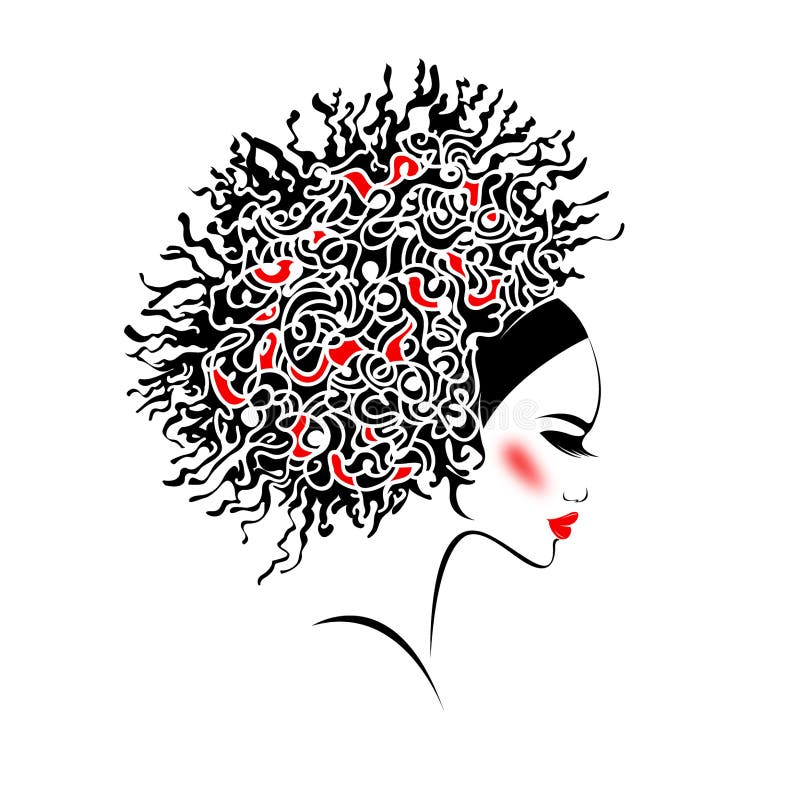 Beauty Salon, Hair Studio, Bold Makeup Logo. Afro American Beautiful Woman  Face. Stock Vector - Illustration of glamour, cute: 231547824