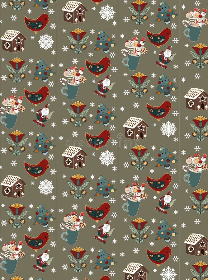 Seamless Patterns with Floral Patterns on the Beige Background Stock ...