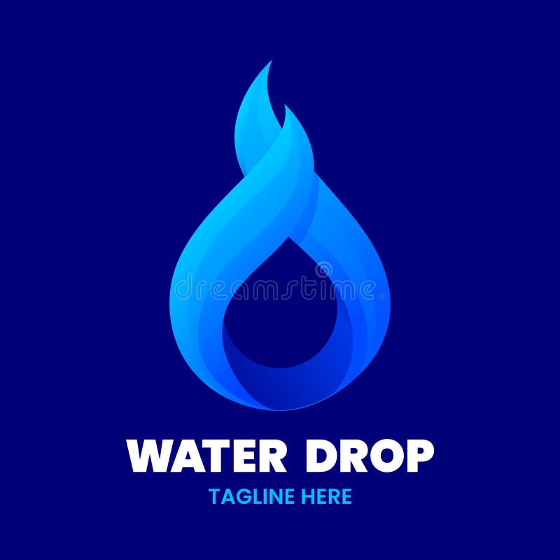 Water drop logo template. Abstract ribbon on dark background. vector illustration