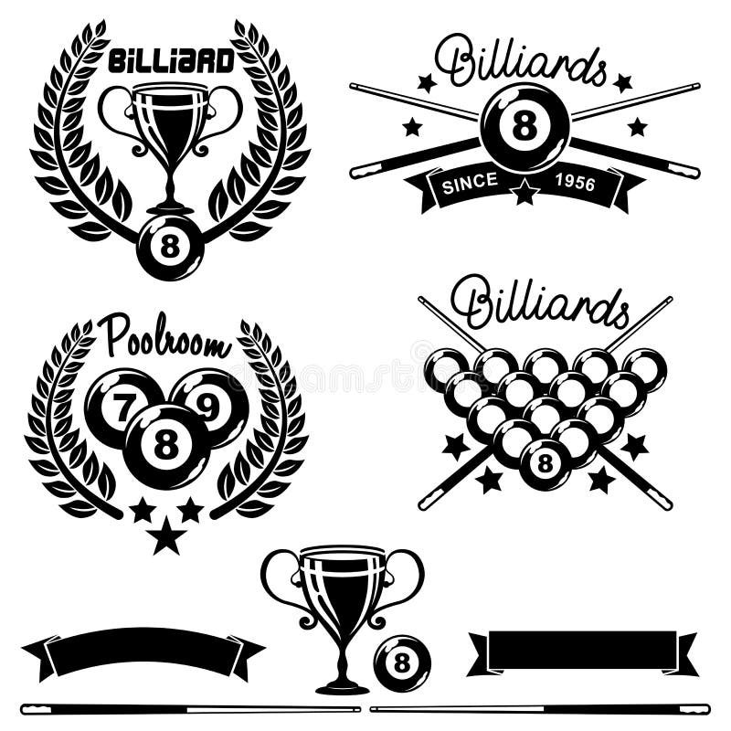 Collection of Billiards or Poolroom Club Logos with Simple Text and ...